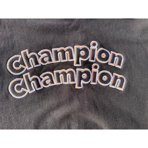 Champion Sweatshirt Women Size Small Black Reverse Weave Embroidered Hooded Crop - Picture 3 of 5